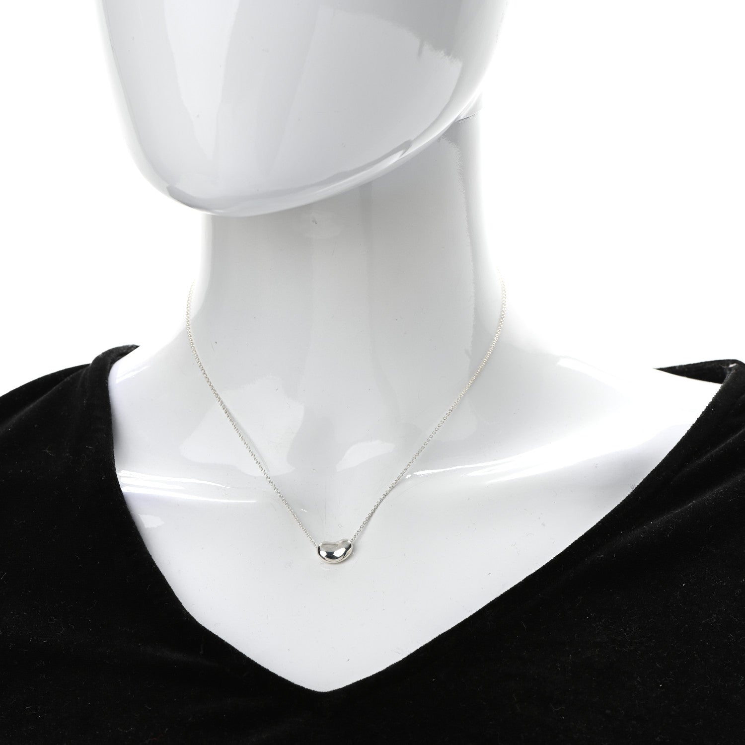 Tiffany Sterling Silver 12mm Elsa Peretti Bean Pendant Necklace 2 of 6