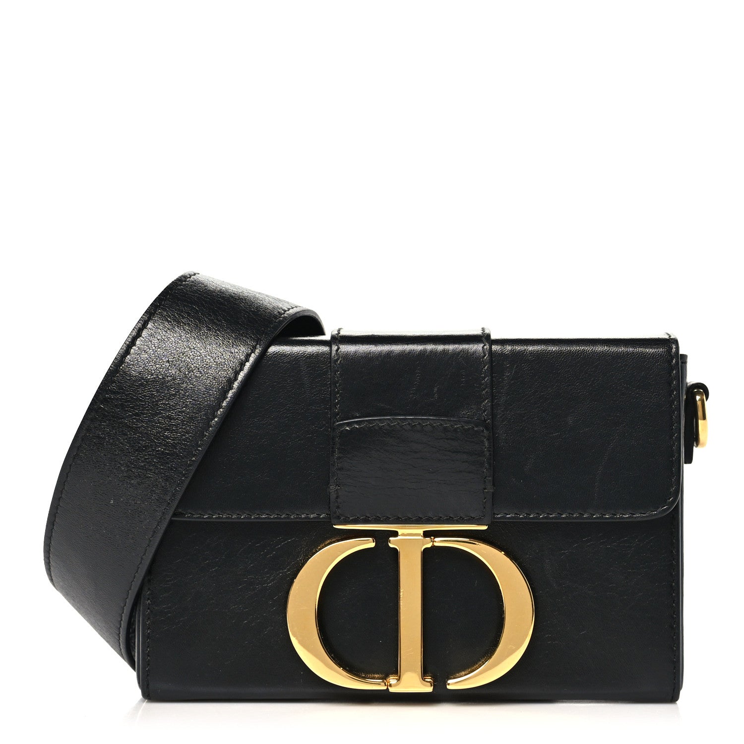 Christian Dior Crackled Lambskin 30 Montaigne Box Bag Black 1 of 9