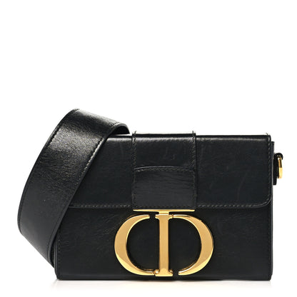 Christian Dior Crackled Lambskin 30 Montaigne Box Bag Black 1 of 9