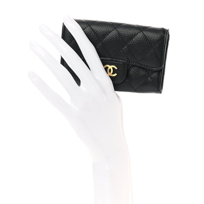 Chanel Caviar Quilted Flap Card Holder Wallet Black 2 of 9