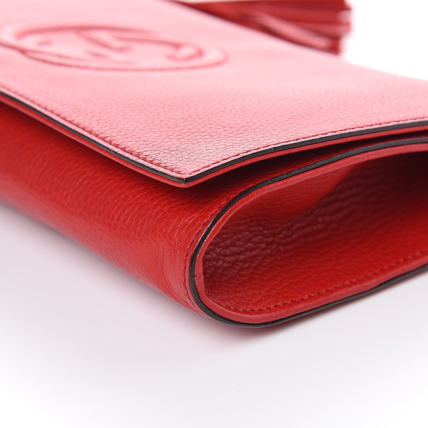 Pebbled Calfskin Medium Soho Clutch Red