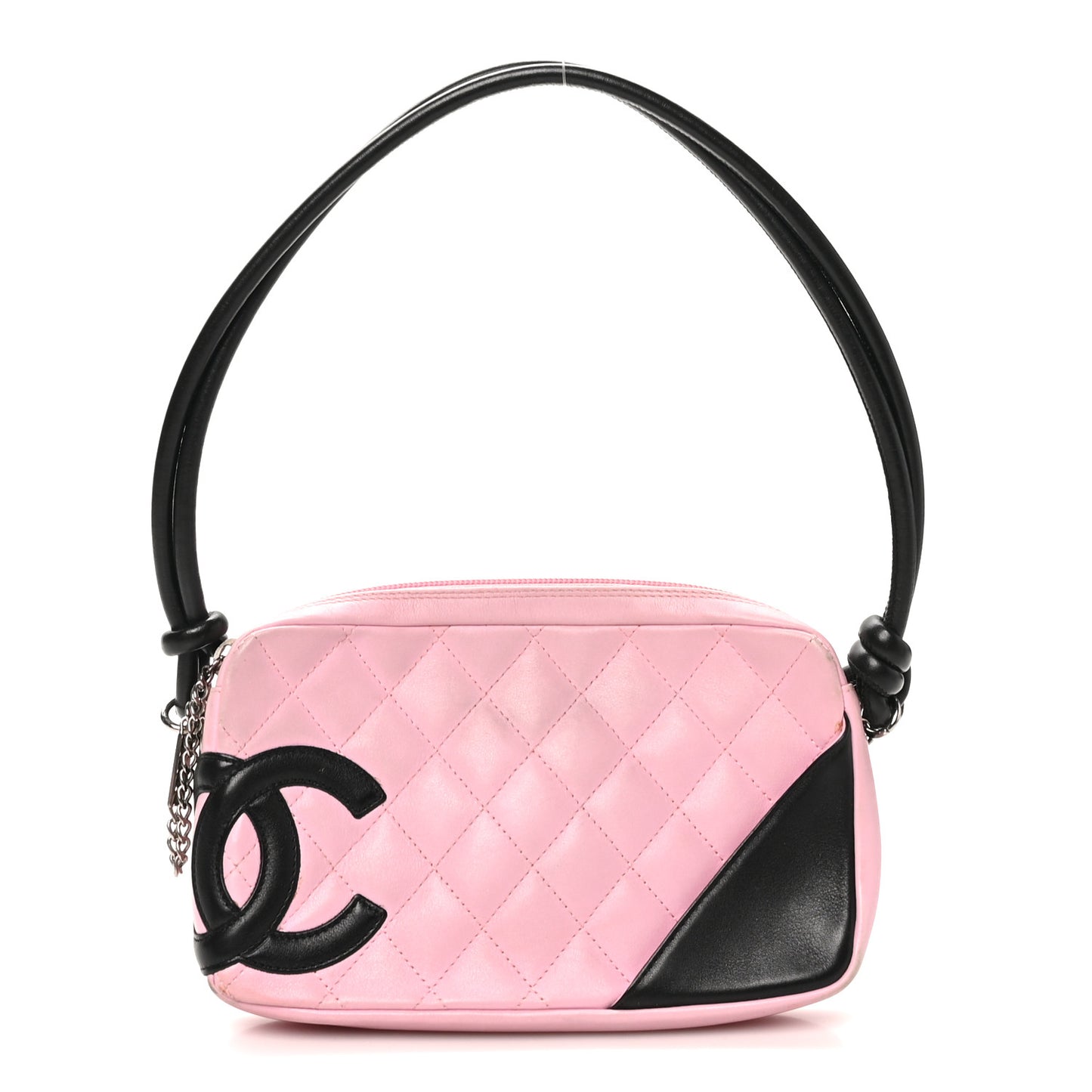 Calfskin Quilted Cambon Pochette Pink Black