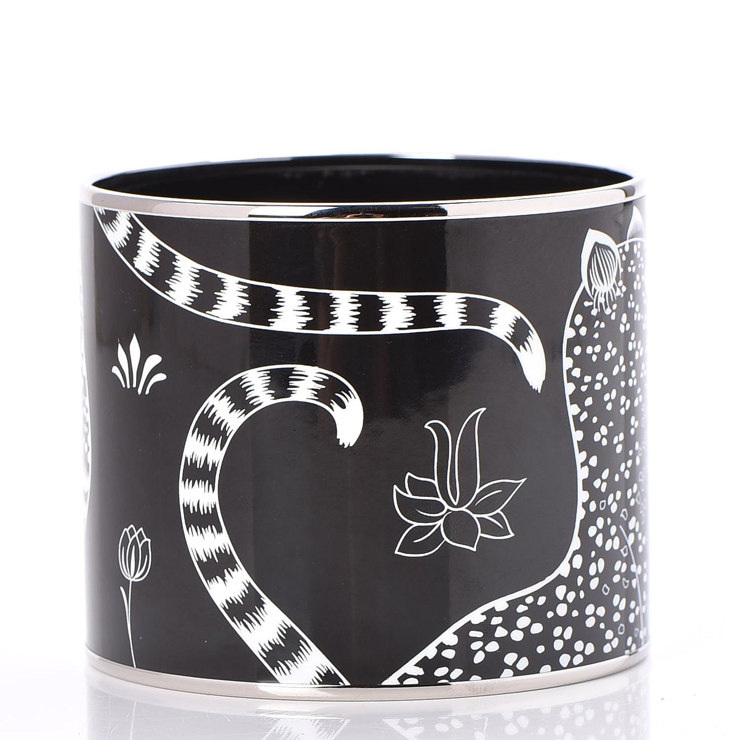 Enamel Printed Mega Wide Les Leopards Positif Negatif Bracelet 65 Black