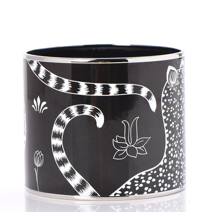 Hermes Enamel Printed Mega Wide Les Leopards Positif Negatif Bracelet 65 Black 4 of 8