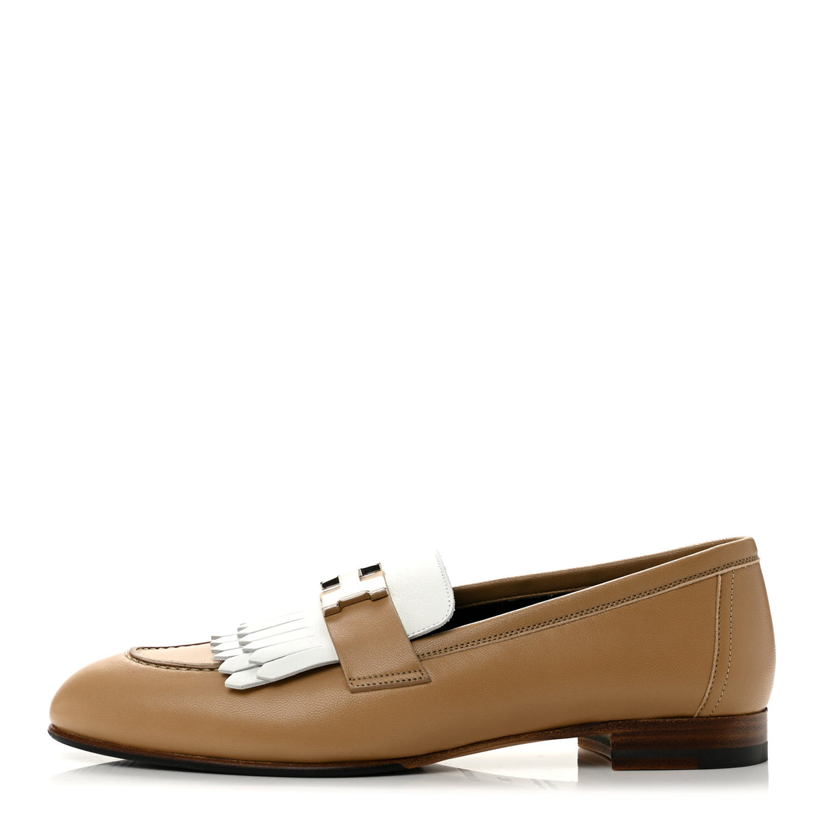 Hermes Goatskin Womens Royal Loafers 38 Beige Argile White 1 of 9