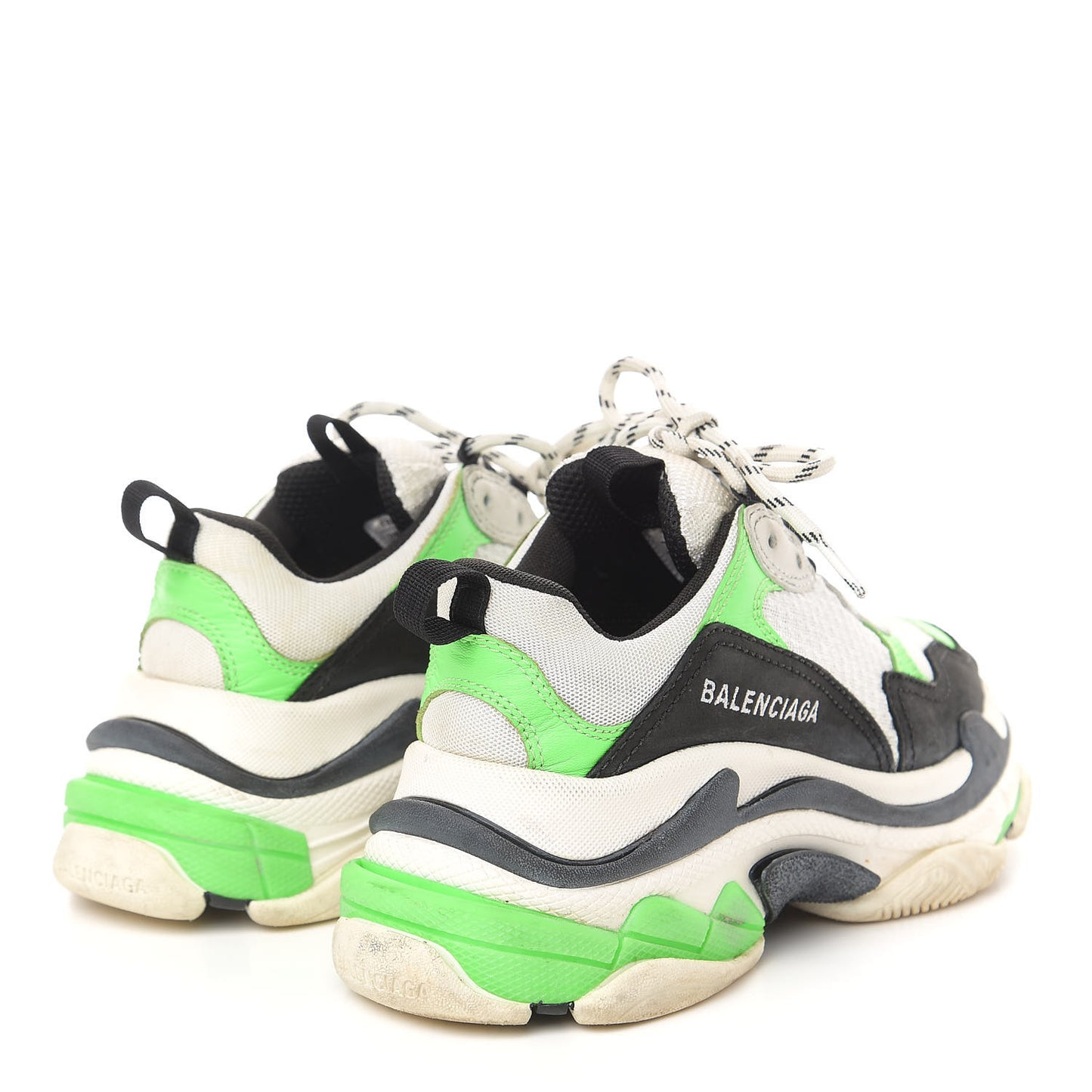 Fabric Mesh Womens Triple S Sneakers 35 White Green Fluo Black