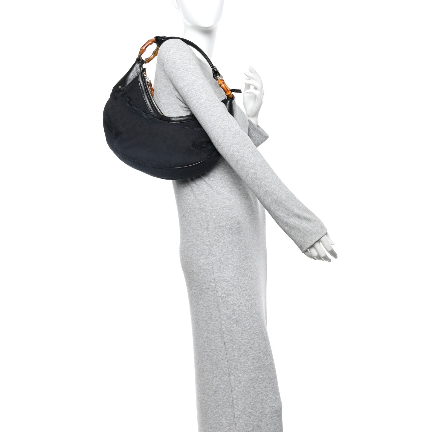 Monogram Half Moon Bamboo Ring Hobo Black