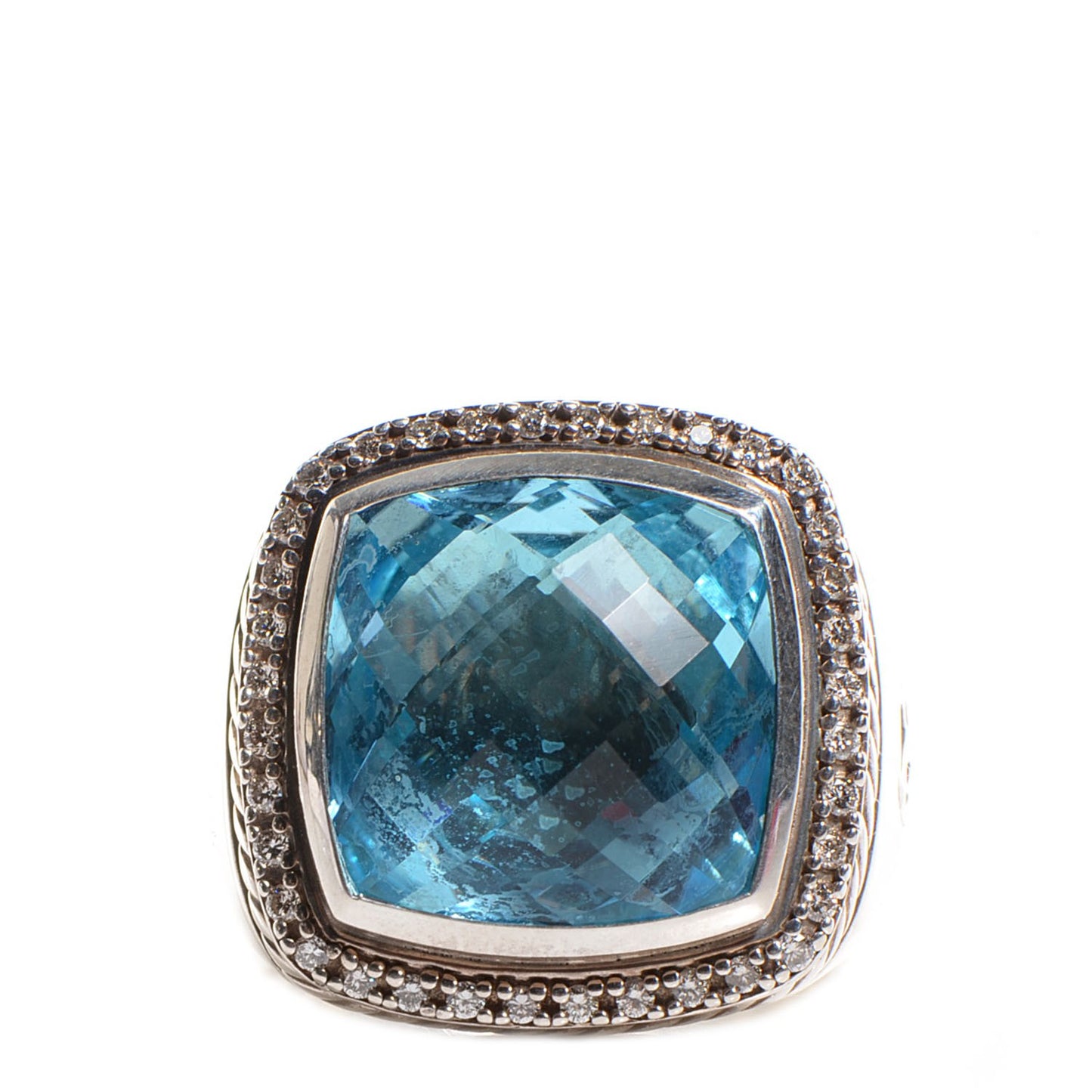 Sterling Silver Diamond Blue Topaz 17mm Albion Statement Ring 58 8.25