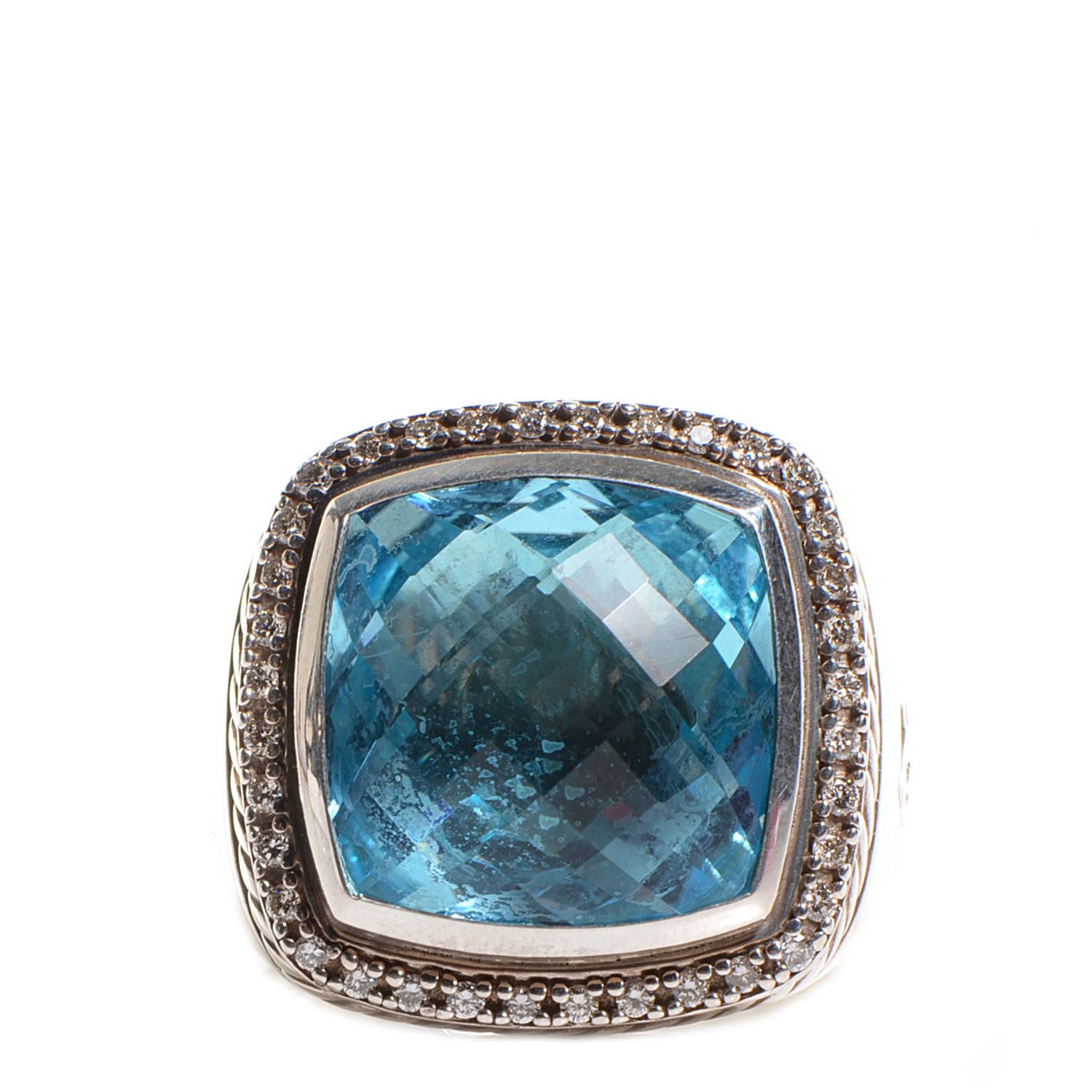 David Yurman Sterling Silver Diamond Blue Topaz 17mm Albion Statement Ring 58 8.25 1 of 4