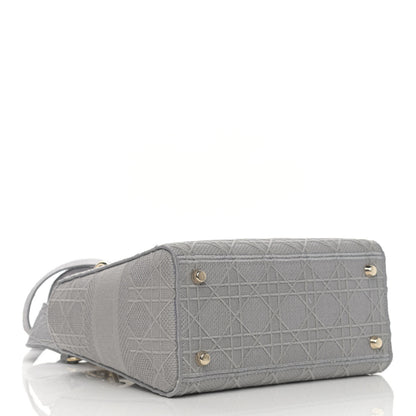 Christian Dior Canvas Embroidered Cannage Medium Lady D-Lite Gray 3 of 11