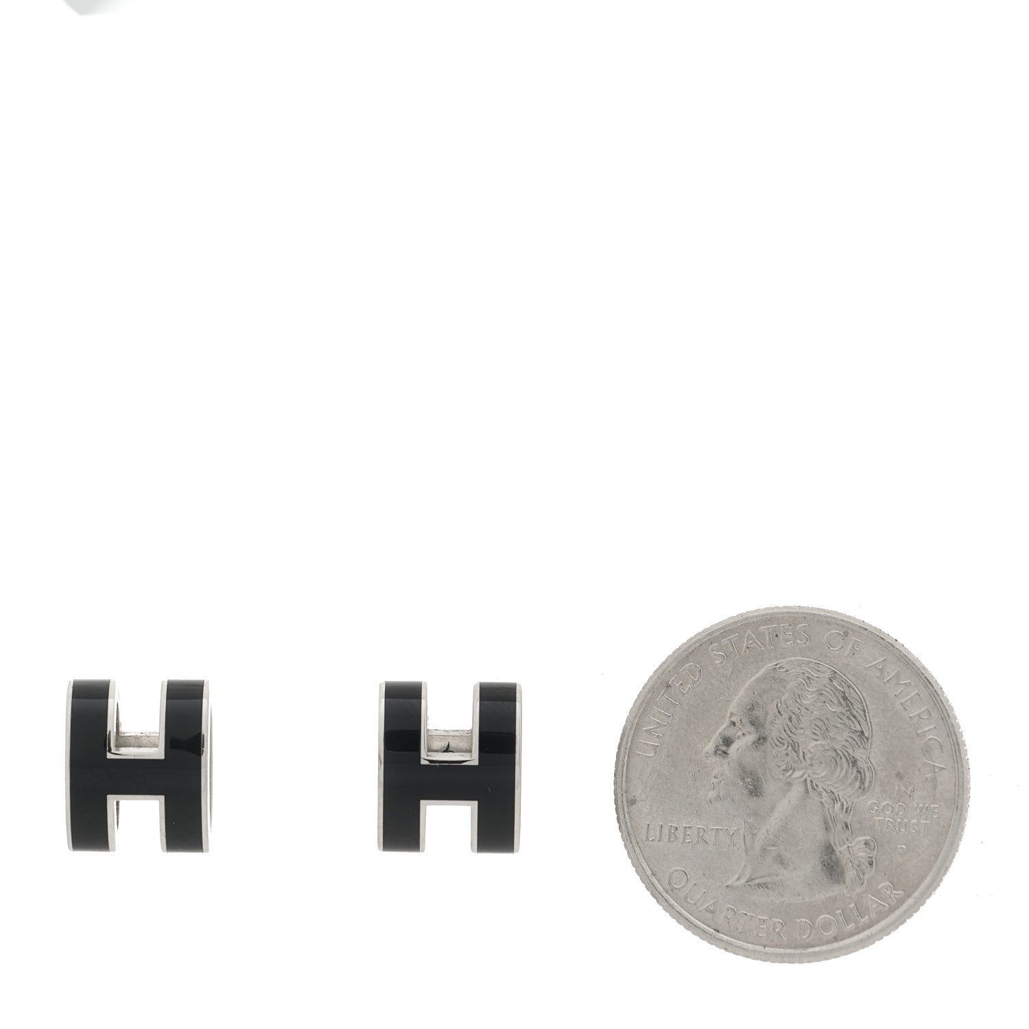 Hermes Palladium Lacquered Mini Pop H Earrings Black 2 of 4