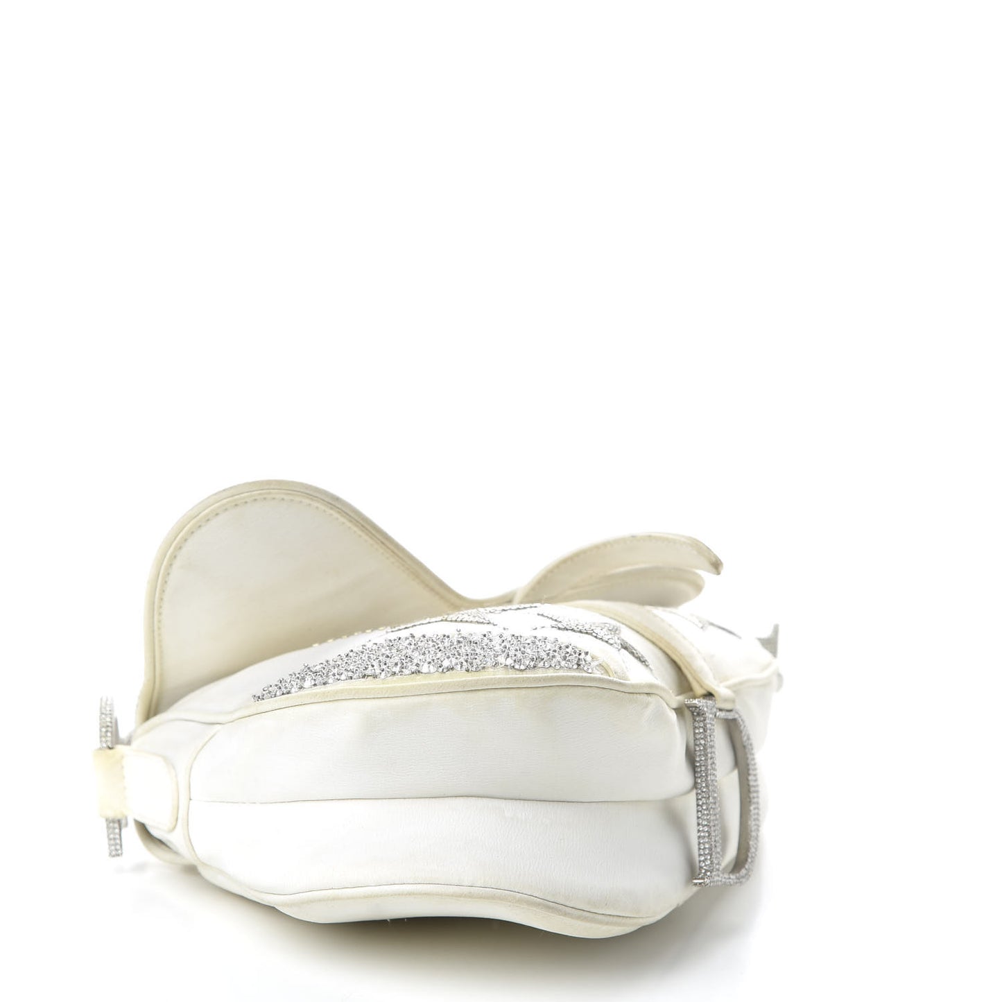 Satin Beaded Star Embroidered Hollywood Saddle White Multicolor