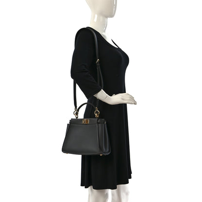 Fendi Vitello Seta Chenille FF Mini Peekaboo Iconic Satchel Anthracite Asfalto 2 of 11
