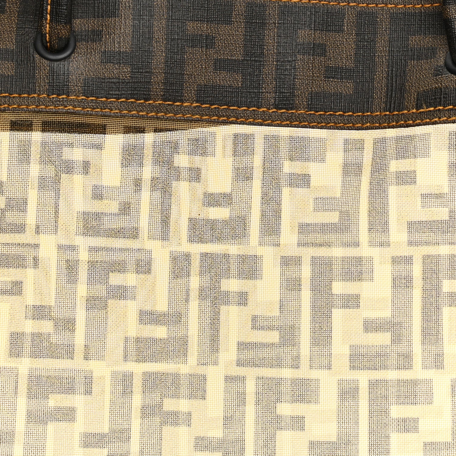 Fendi Mesh Glazed Fabric FF 1974 Tote Tobacco 11 of 16