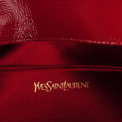 Saint Laurent Textured Patent Monogram Large Belle De Jour Clutch Red 6 of 7