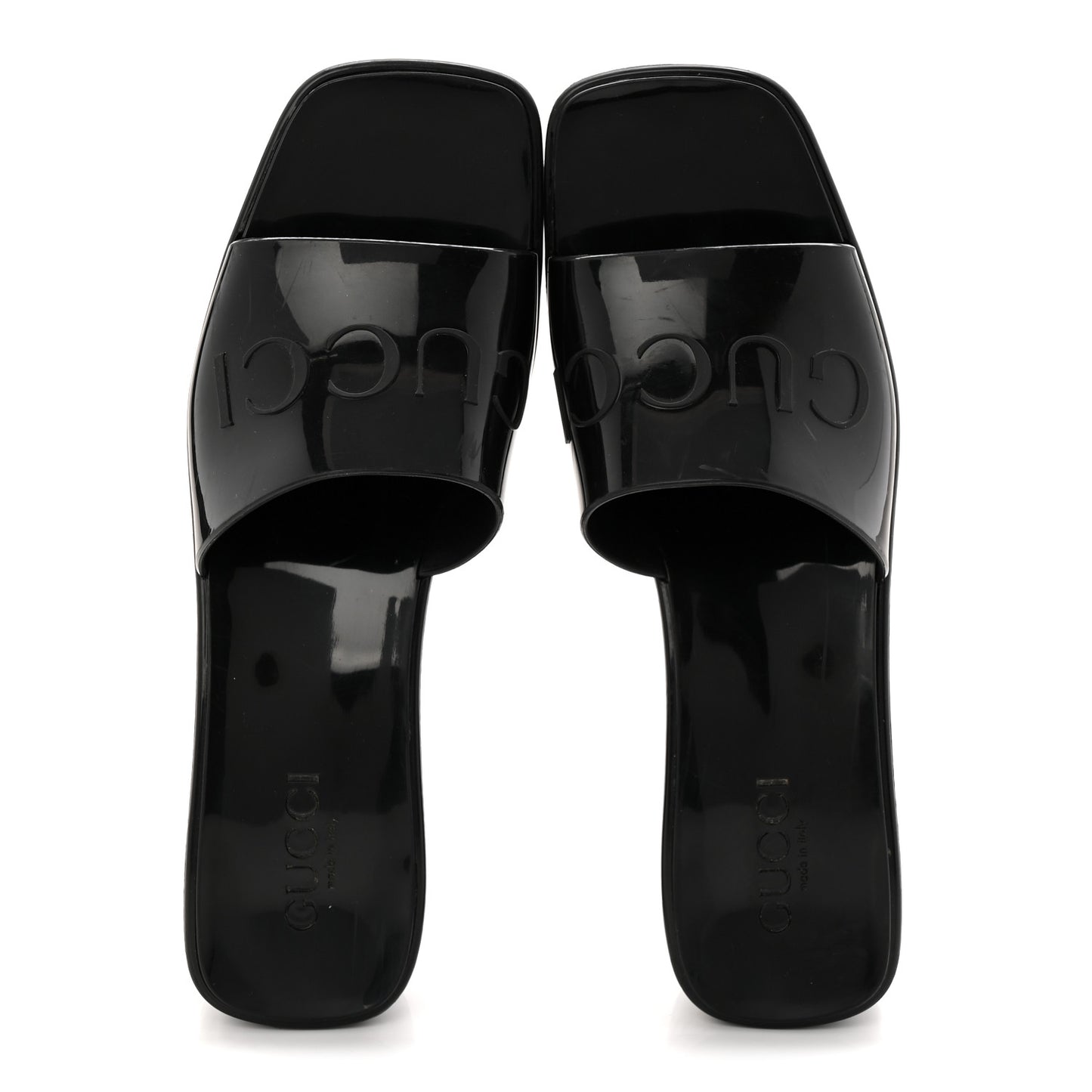 Rubber Gucci Logo Womens Platform 20/60mm Slide Sandals 40 Black
