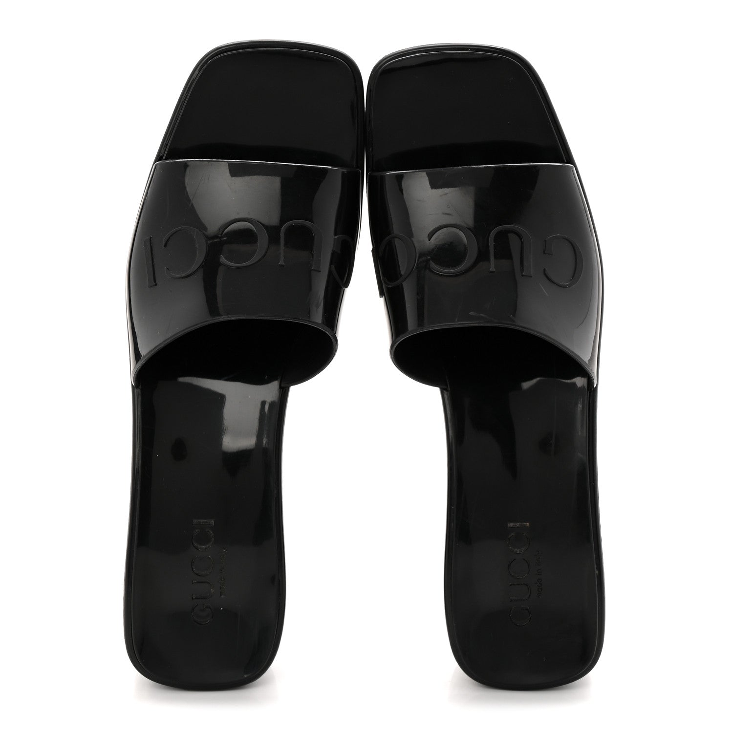 Gucci Rubber Gucci Logo Womens Platform 20/60mm Slide Sandals 40 Black 2 of 9