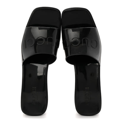 Gucci Rubber Gucci Logo Womens Platform 20/60mm Slide Sandals 40 Black 2 of 9