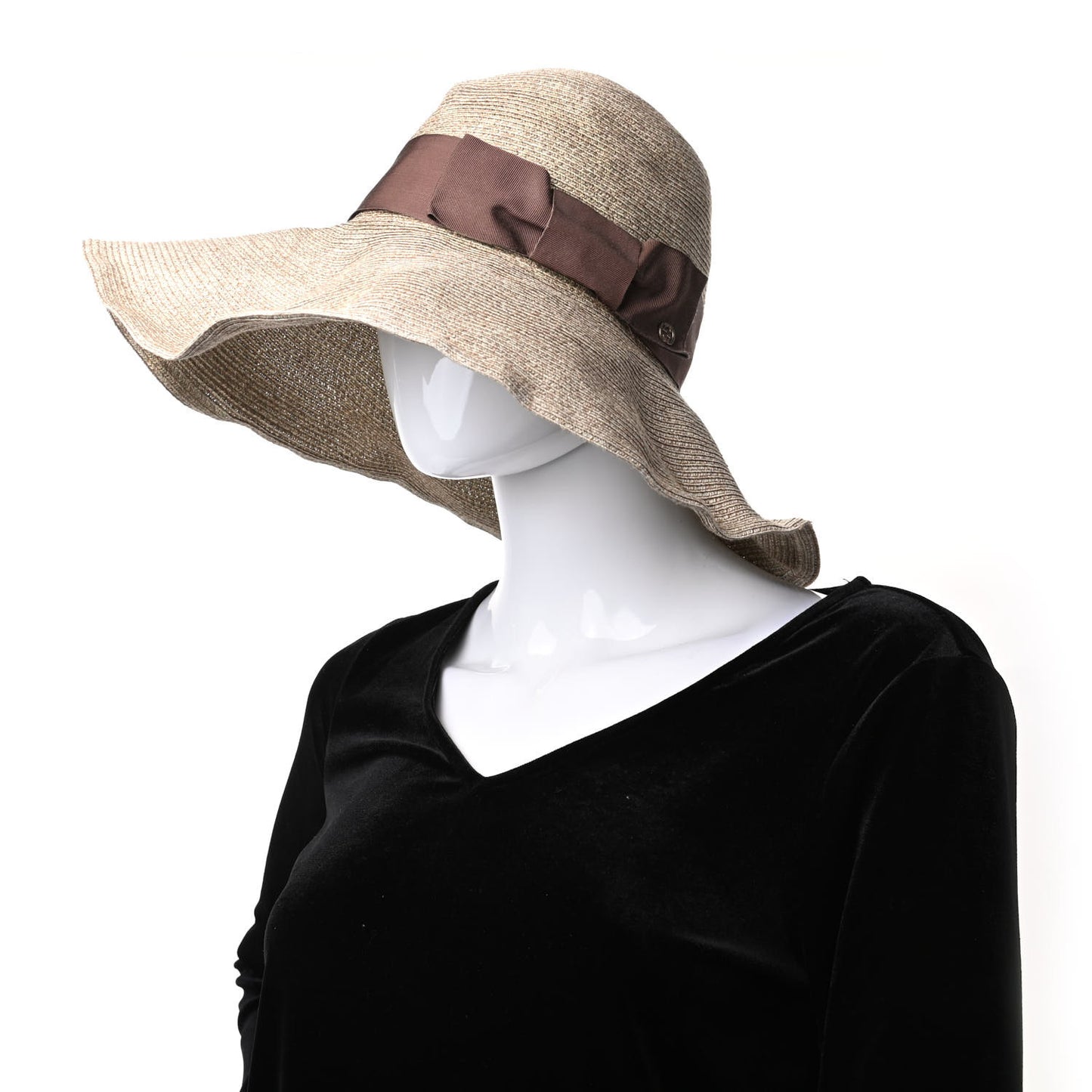 Straw Wide Brim Hat M Brown