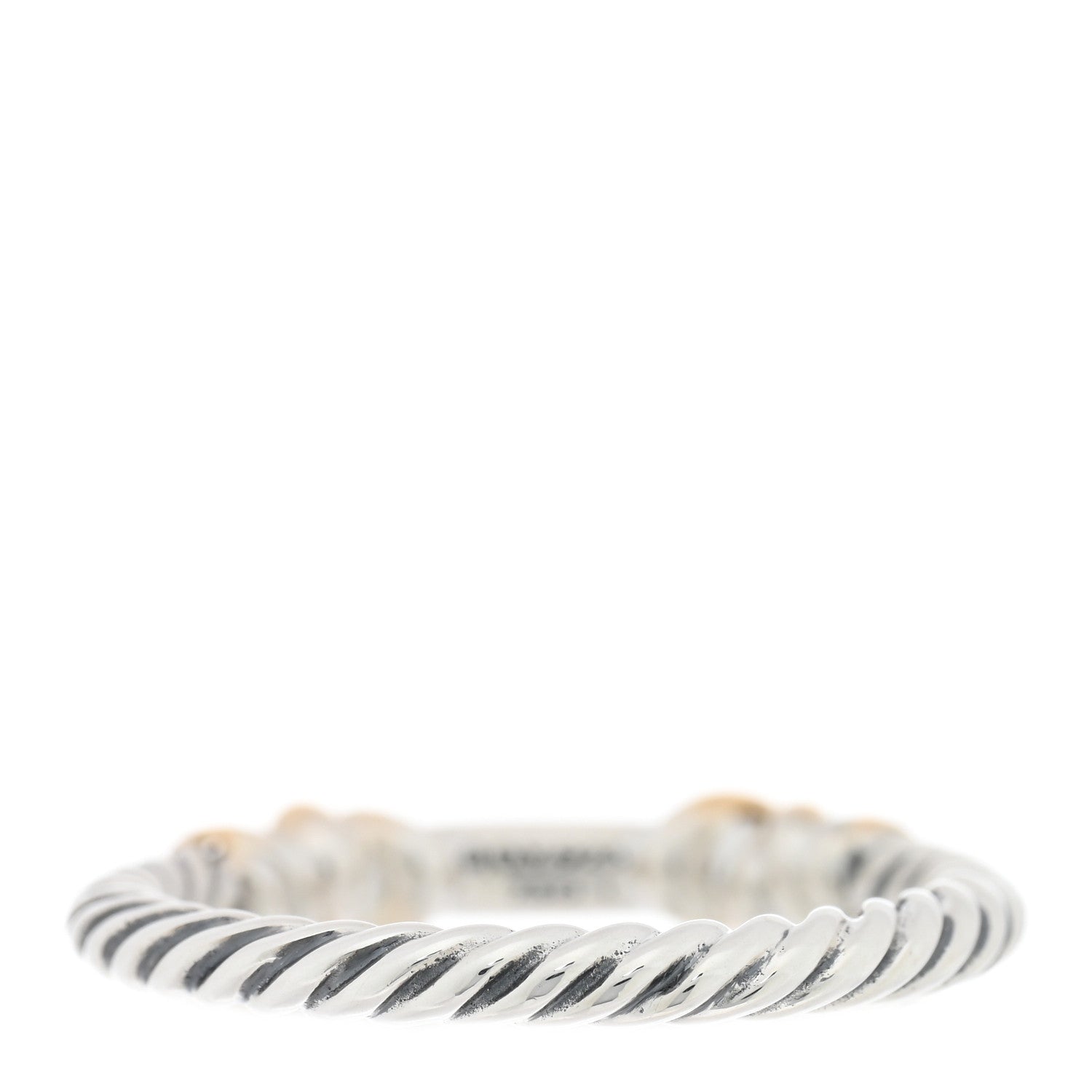 David Yurman Sterling Silver 18K Yellow Gold Diamond Petite Helena Wrap Ring 54 7 3 of 4
