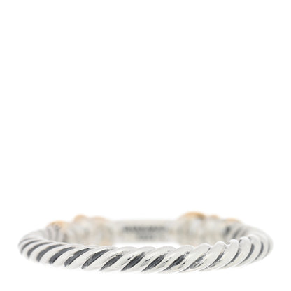 David Yurman Sterling Silver 18K Yellow Gold Diamond Petite Helena Wrap Ring 54 7 3 of 4