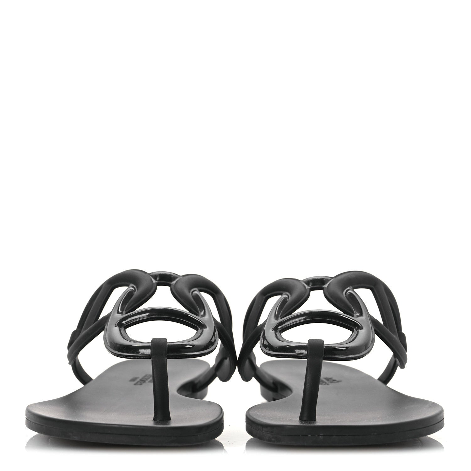 Hermes Rubber Womens Egerie Sandals 38 Black 2 of 12