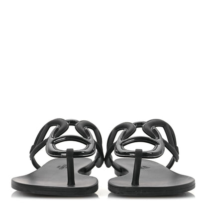 Hermes Rubber Womens Egerie Sandals 38 Black 2 of 12