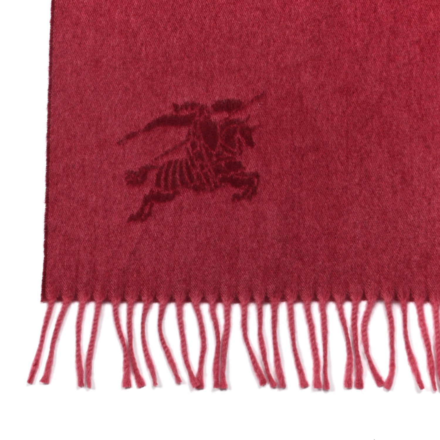 Burberry Cashmere Embroidered Fringe Scarf Red 5 of 5