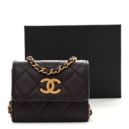 Chanel Lambskin Quilted Studded CC Clutch With Chain Dark Purple 11 of 11