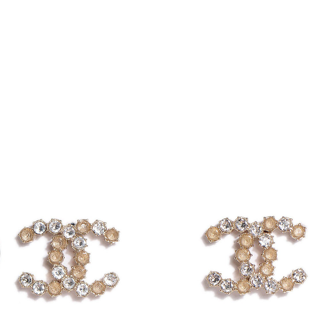 Chanel Crystal Poured Glass CC Earrings Gold 1 of 5