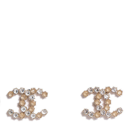 Chanel Crystal Poured Glass CC Earrings Gold 1 of 5