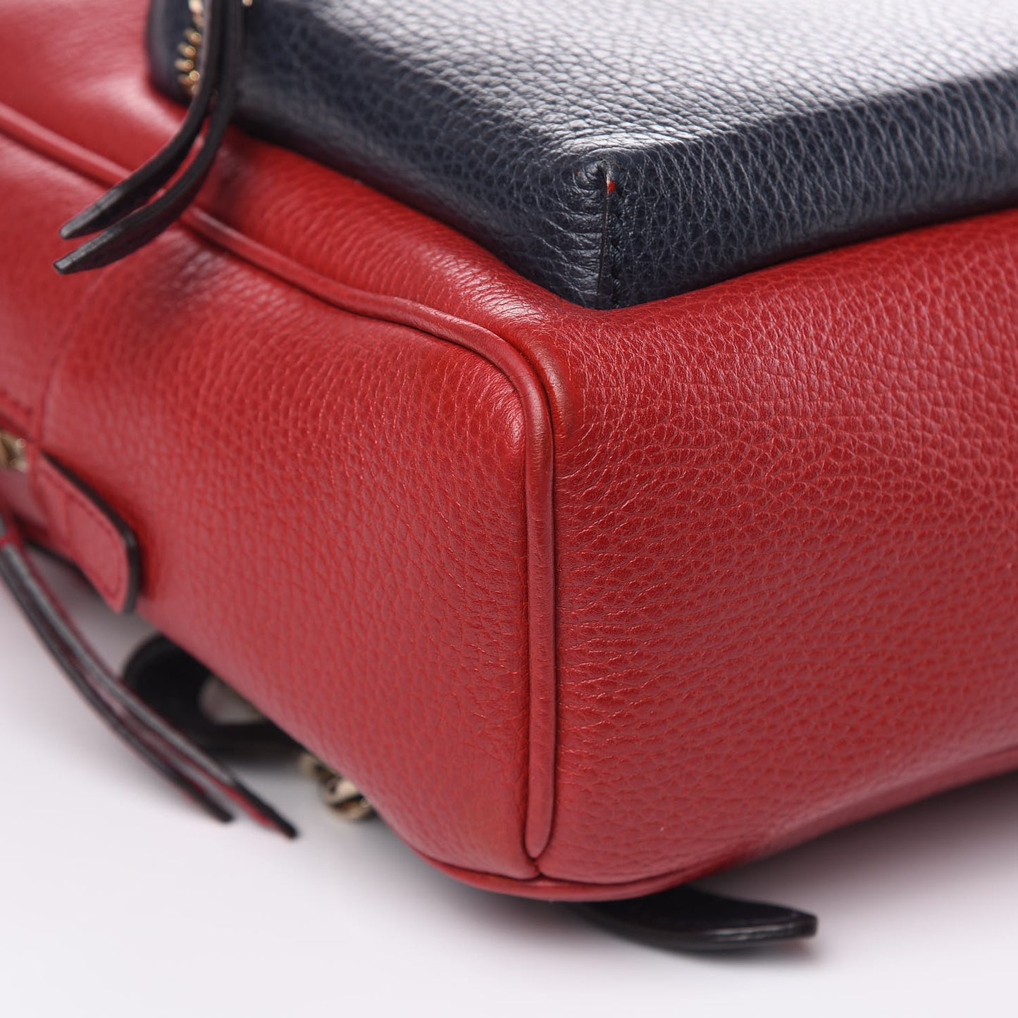 Pebbled Calfskin Bi-Color Soho Chain Backpack Red Navy