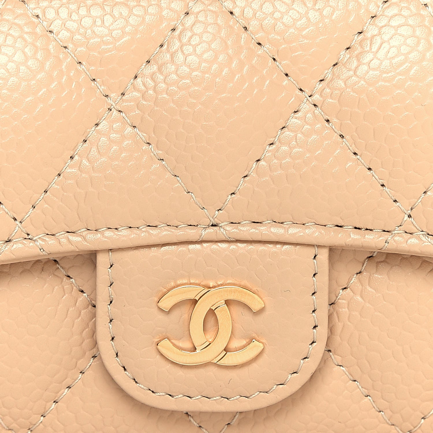 Chanel Caviar Quilted Flap Card Holder Wallet Beige 9 of 15