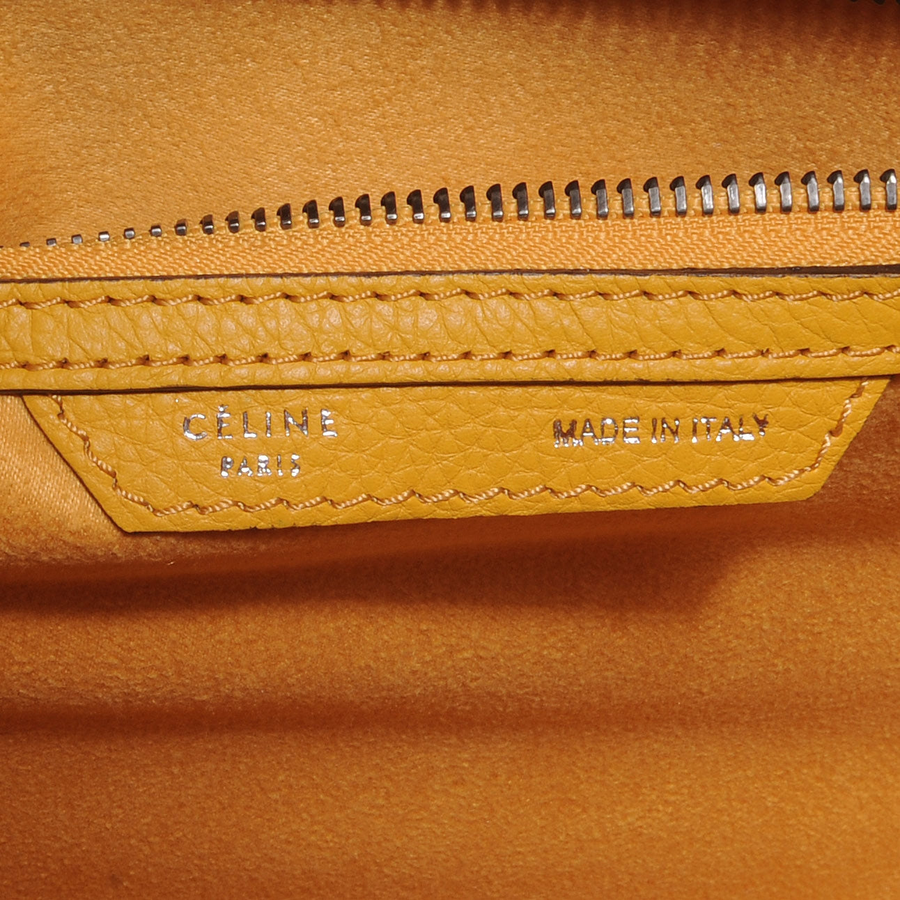 Celine Drummed Calfskin Mini Luggage Saffron 6 of 8