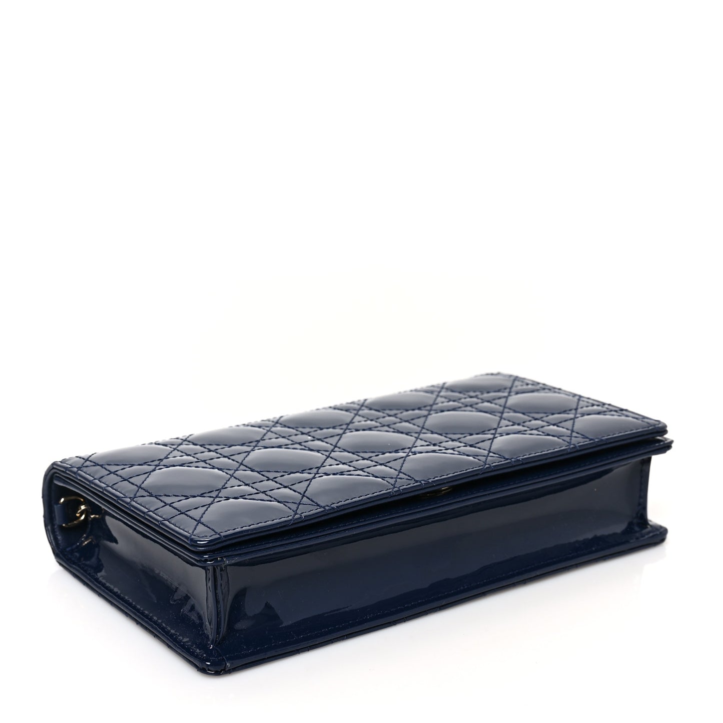 Patent Cannage Lady Dior Convertible Clutch Navy