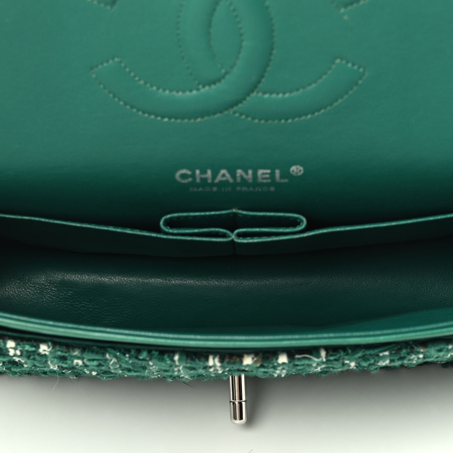 Chanel Tweed Quilted Medium Double Flap Green 4 of 4