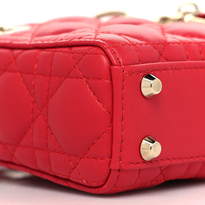 Christian Dior Lambskin Cannage Micro Lady Dior Red 9 of 10