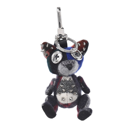 Burberry Cashmere Studded Dave The Fox Bag Charm Navy Multicolor 1 of 3