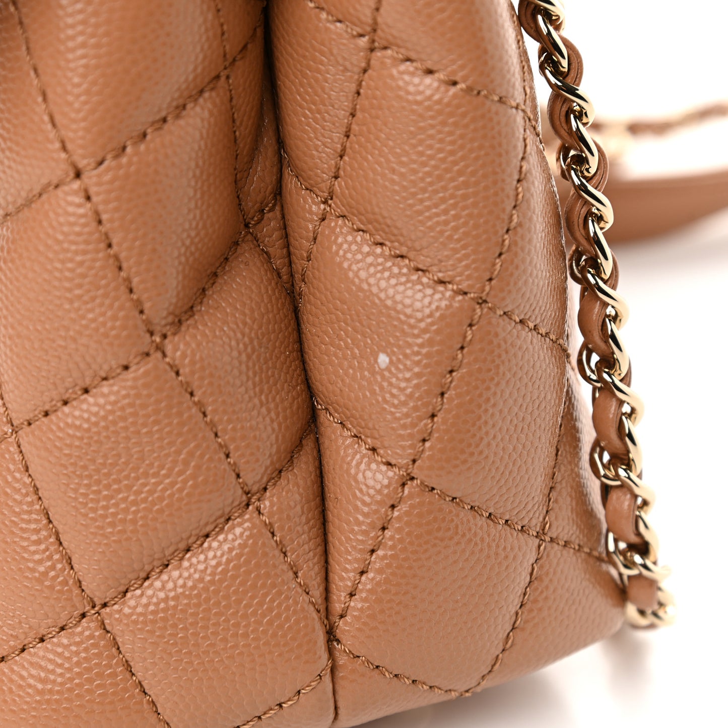Caviar Lizard Embossed Quilted Extra Mini Coco Handle Flap Brown