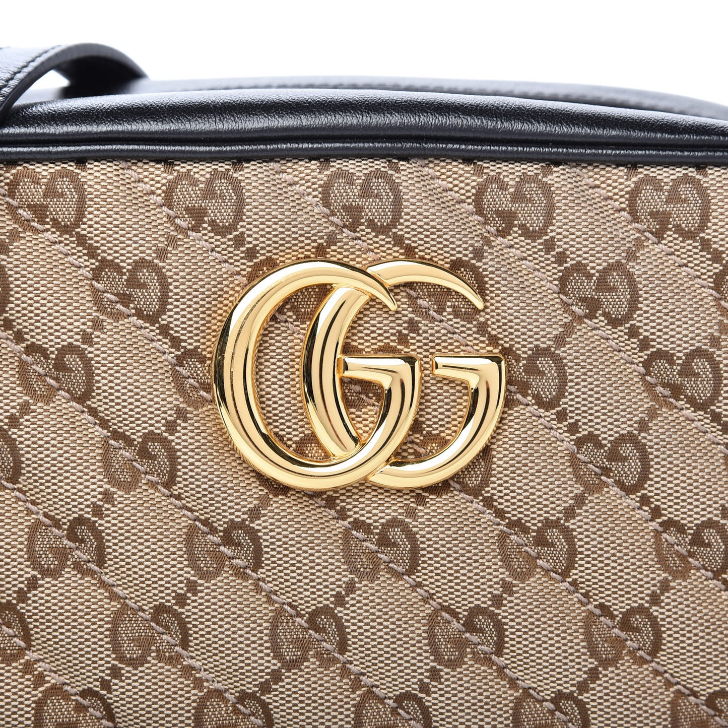 Monogram Matelasse Diagonal Small GG Marmont Chain Shoulder Bag Beige Black