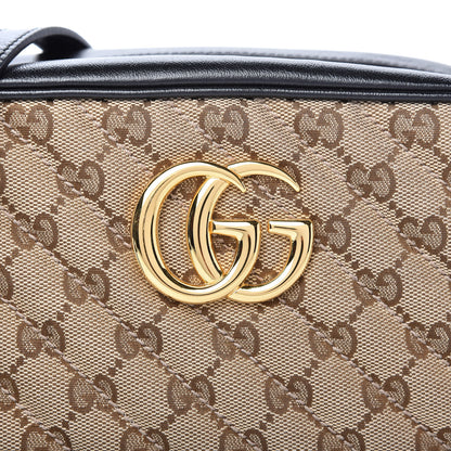Gucci Monogram Matelasse Diagonal Small GG Marmont Chain Shoulder Bag Beige Black 10 of 10