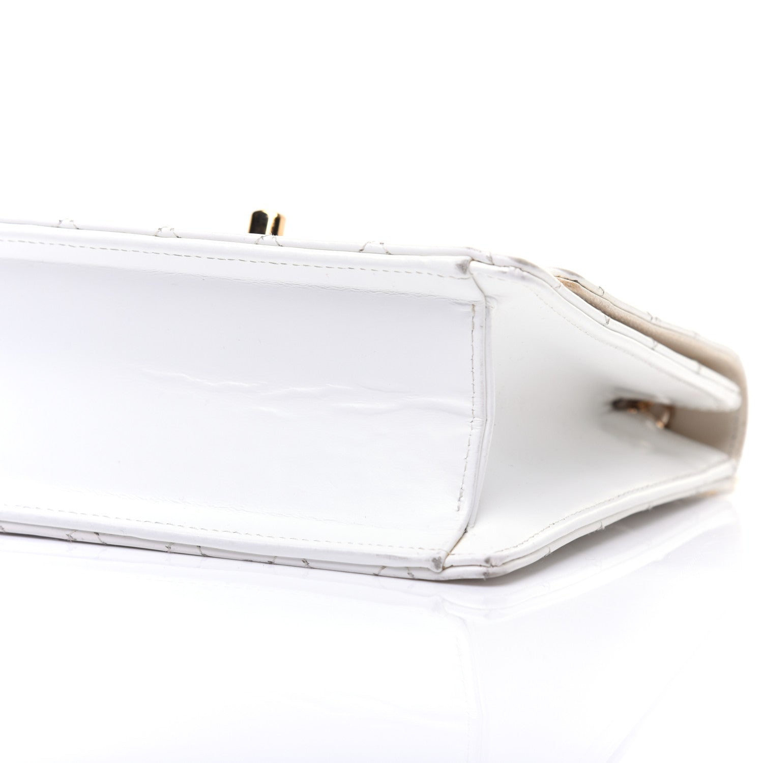 Chanel Glazed Calfskin Stitched Mini Square Flap White 7 of 19