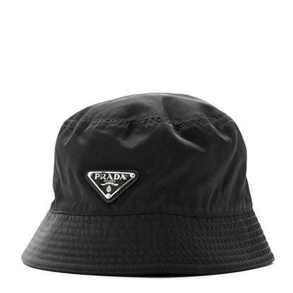 Prada Re-Nylon Metal Triangle Logo Womens Bucket Hat S Black 1 of 11