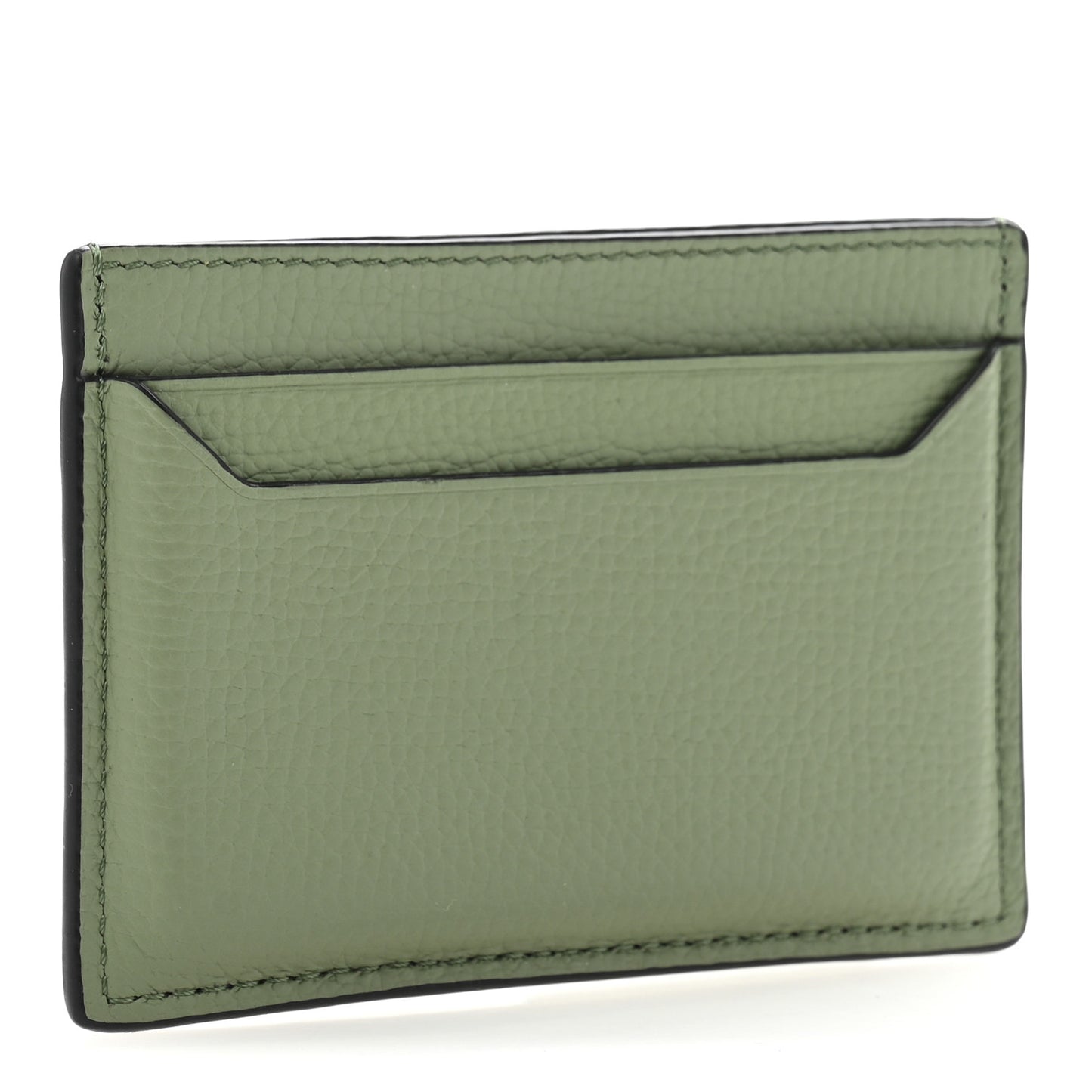 Soft Grained Calfskin Anagram Card Holder Rosemary