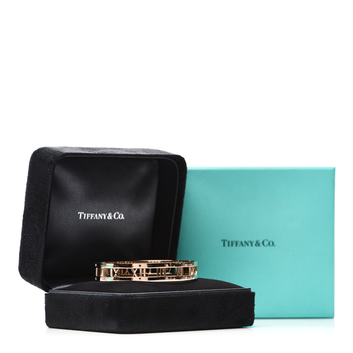 Tiffany 18K Rose Gold Diamond Atlas Open Hinged Bangle Bracelet 4 of 4