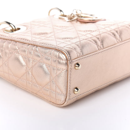 Christian Dior Lambskin Cannage Mini Lady Dior Metallic Champagne 8 of 9