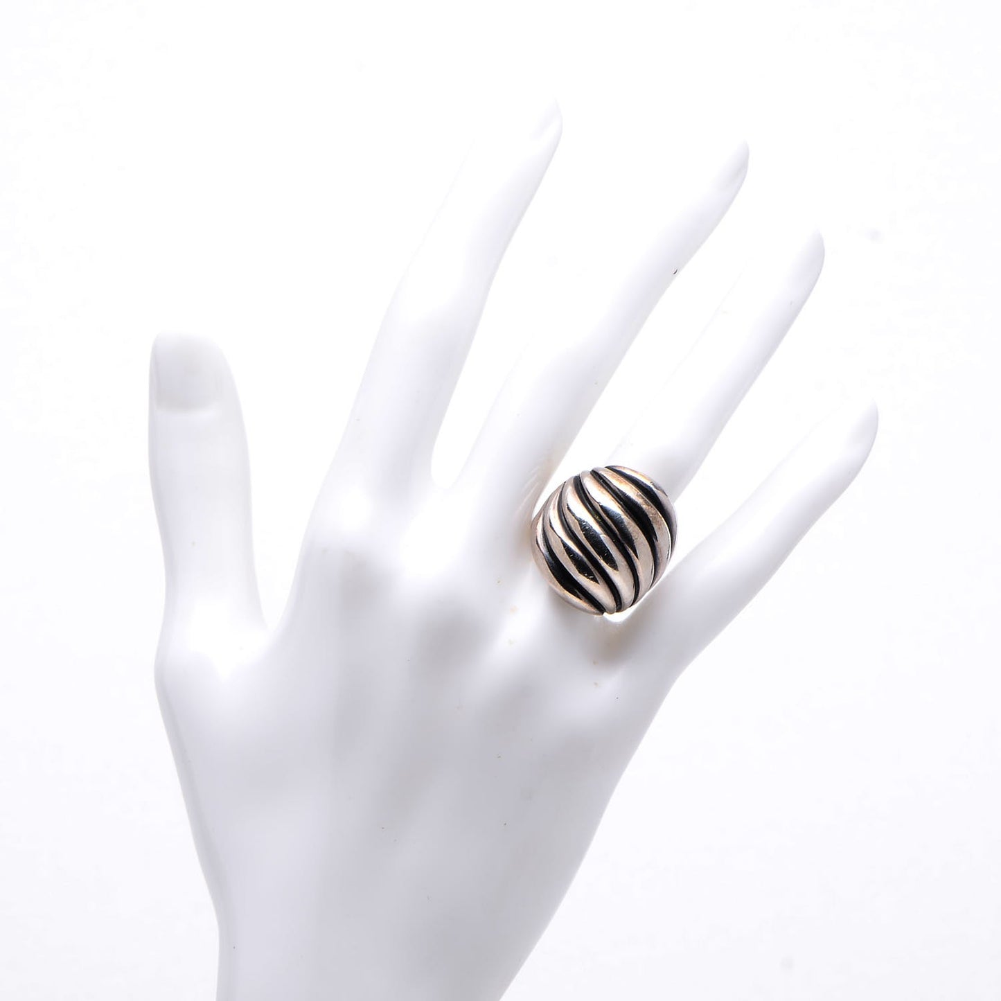 Sterling Silver 18K Yellow Gold Sculpted Cable Ring 49.3 5
