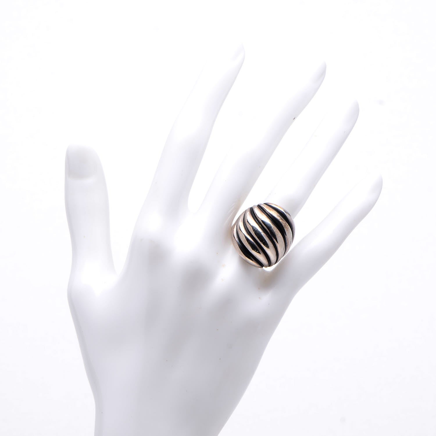 David Yurman Sterling Silver 18K Yellow Gold Sculpted Cable Ring 49.3 5 2 of 5