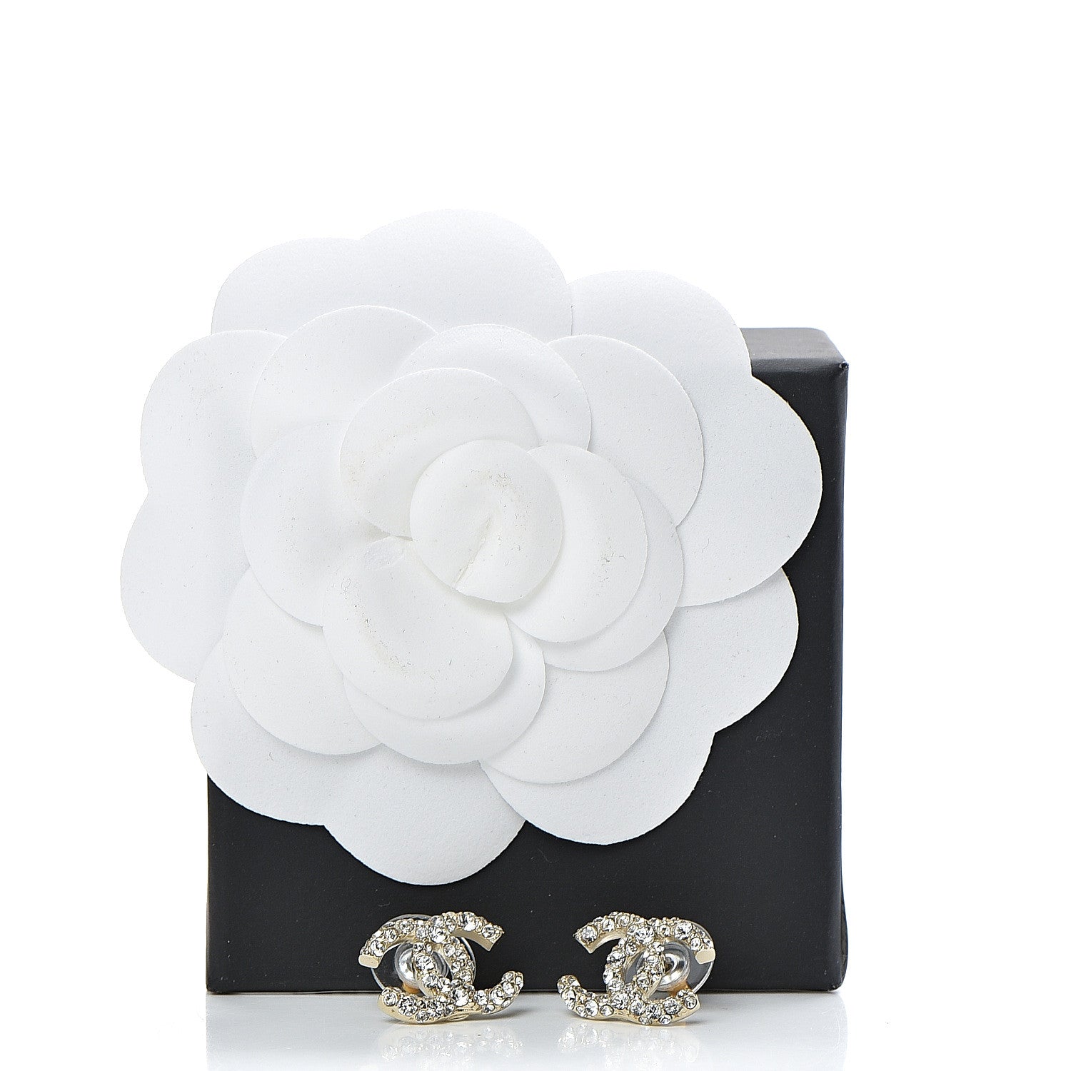 Chanel Crystal CC Earrings Light Gold 5 of 5