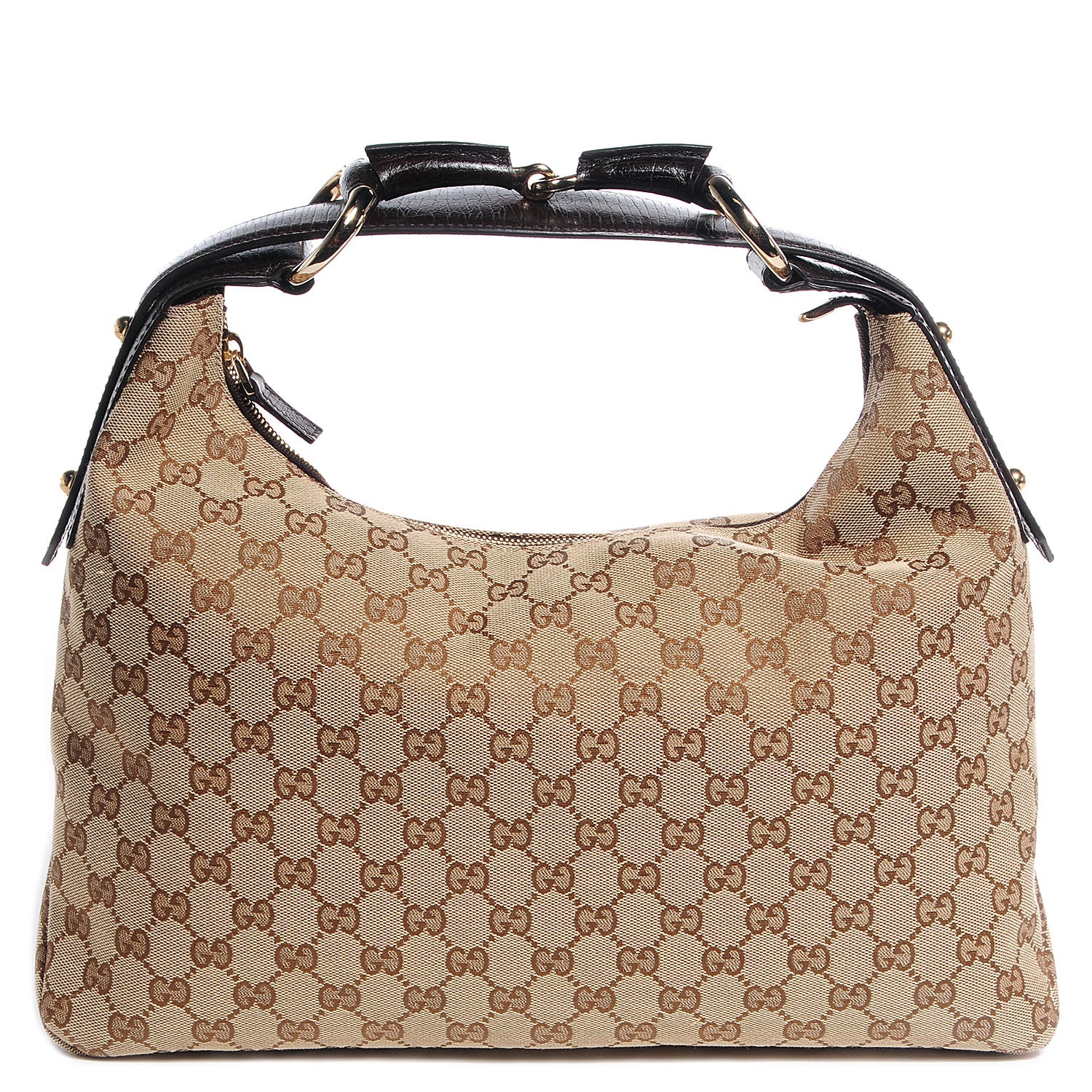 Gucci Monogram Medium Horsebit Chain Hobo Brown 1 of 7